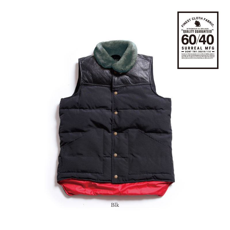 Kou_60/40 Cloth Grosgrain Boa Neck Down Vest