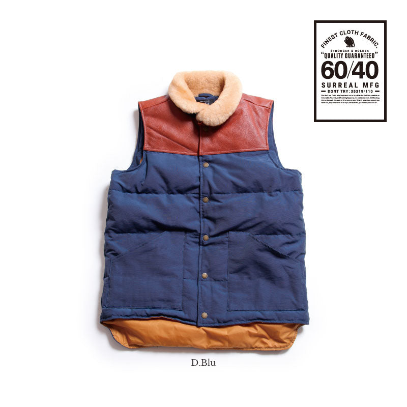 Kou_60/40 Cloth Grosgrain Boa Neck Down Vest