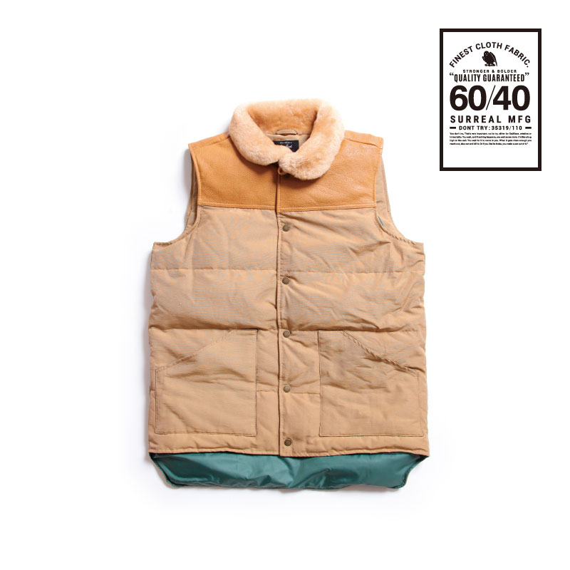 Kou_60/40 Cloth Grosgrain Boa Neck Down Vest