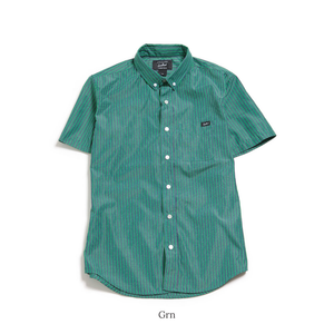 SURREALのグリーン色ストライプ柄シャツ